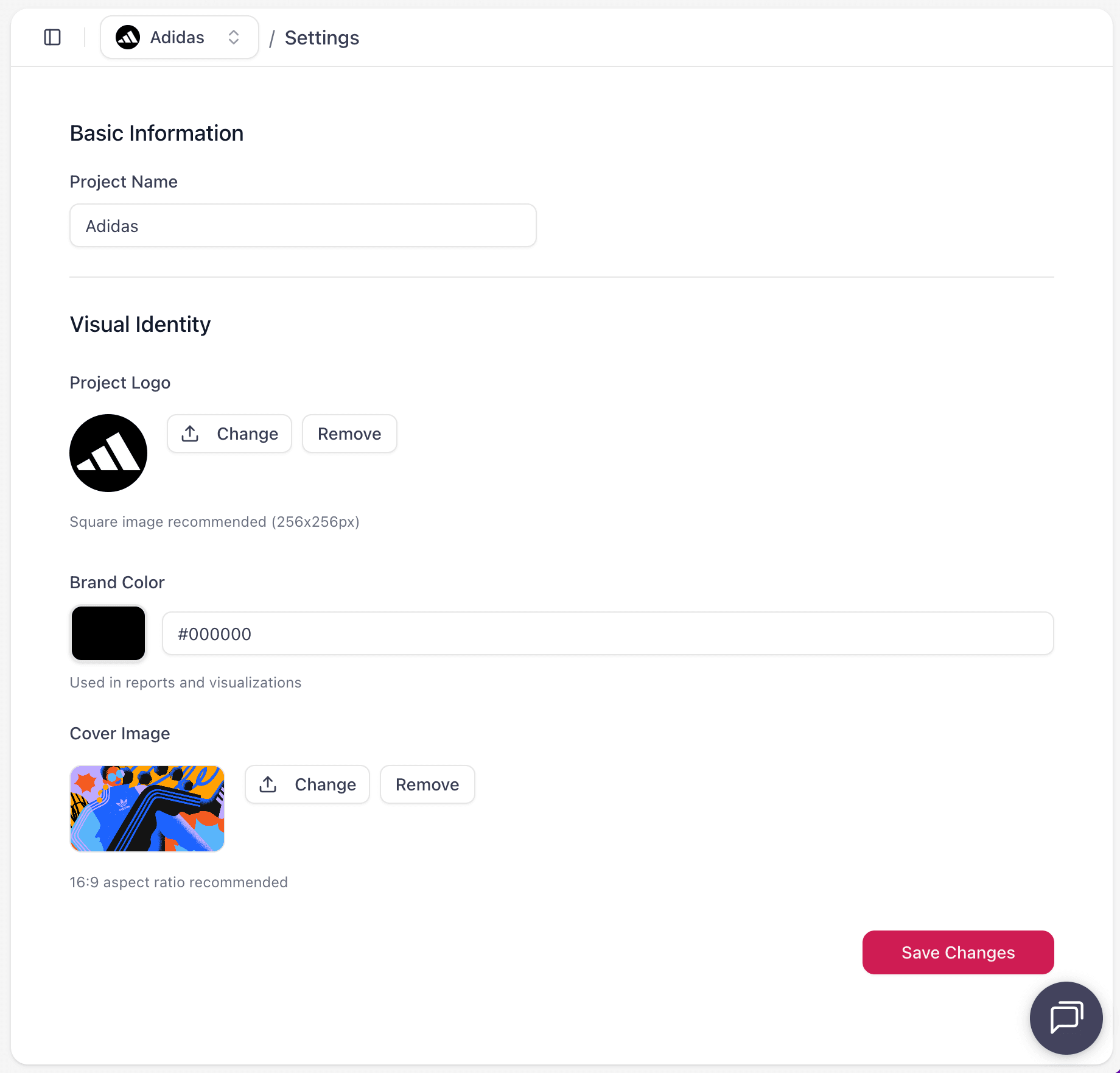 Projekteinstellungen anpassen