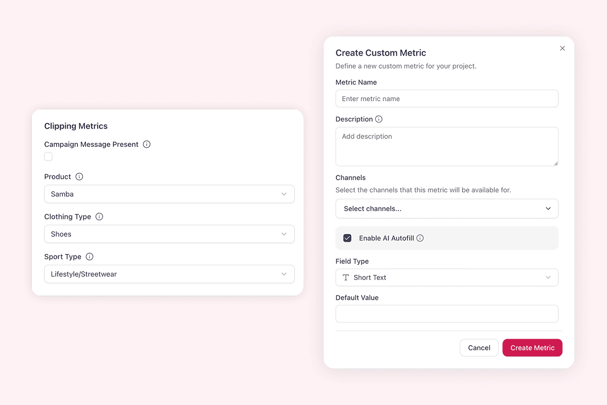 View of custom KPIs in aclipp with automatically populated fields