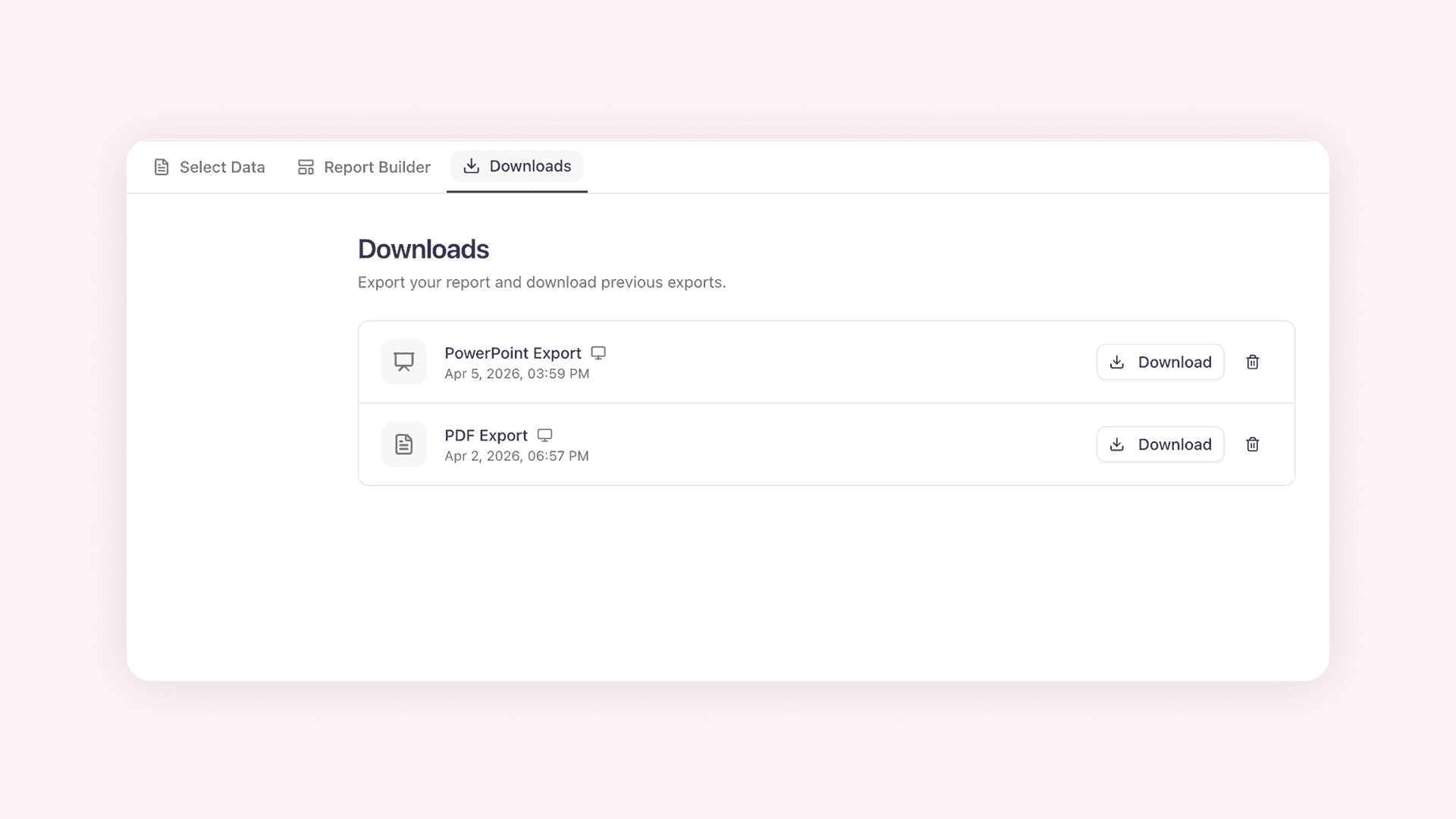 Report Downloads Page