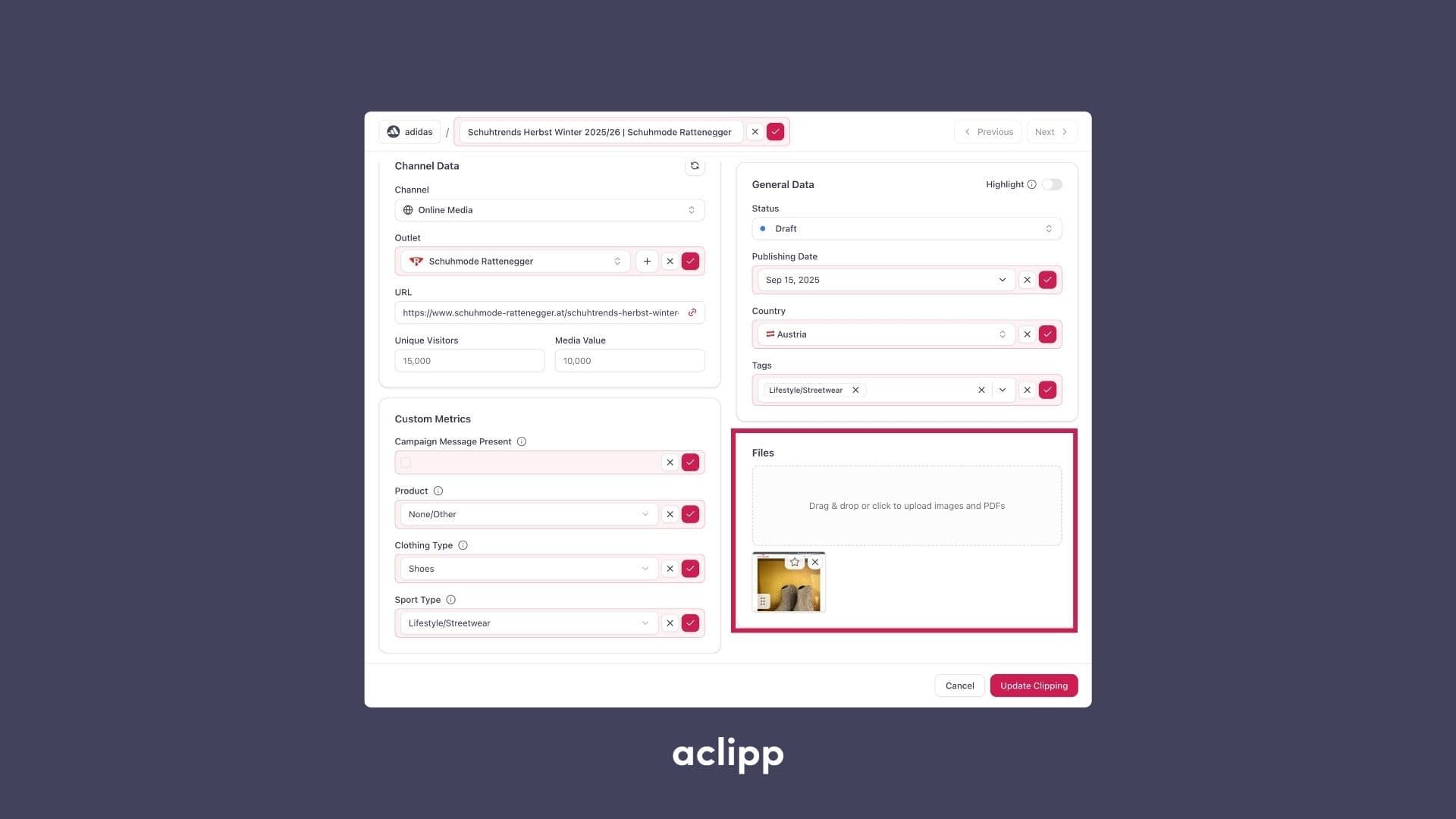 Every clipping now includes an automatically generated screenshot — no manual steps required.